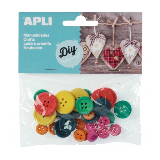 [13481] BOTON APLI 13481 MADERA COLORES SURT. DIF. MEDIDAS 30UN