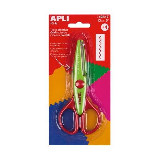 [12817] TIJERA APLI 12817 13CM CREATIVA ZIGZAG VERDE
