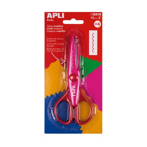 [12819] TIJERA APLI 12819 13CM CREATIVA DENTADA ROSA 