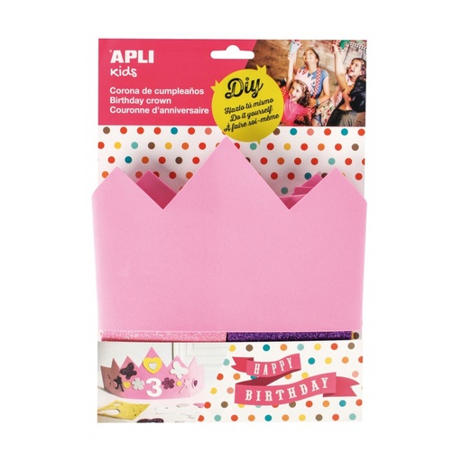 [14479] CORONA APLI 14479 GOMA EVA CUMPLEAÑOS ROSA