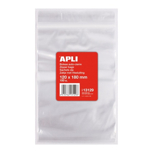 [13129] BOLSA APLI 13129 AUTOCIERRE 120x180MM PAQ. 100UN
