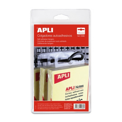 [10586] COLGADORES APLI 10586 30x48 AUTOADH. PLASTICO TRANSP. 100UN