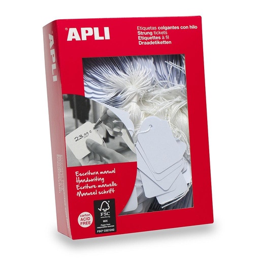 [384] ETIQUETAS APLI 384 9x24 COLGANTES CON HILO 1000UN