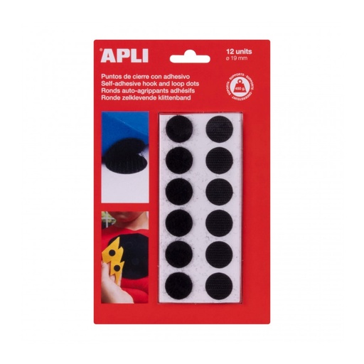 [13658] PUNTOS APLI 13658 Ø19MM ADH. NEGRO 12UN