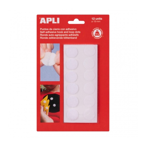 [13659] PUNTOS APLI 13659  Ø19MM ADH. BLANCO 12UN