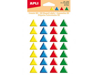[12264] GOMETS APLI 12264 20x20x20MM TRIANG. 3D COLORES SURT. 28 UN