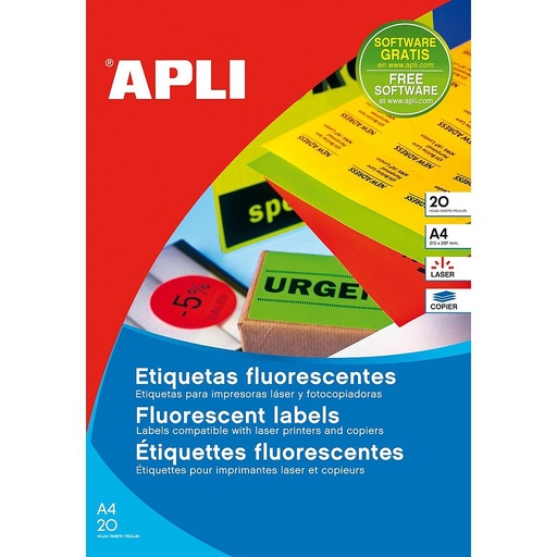 [2877] ETIQUETAS APLI 2877 99,1X 67,7 20H VERDE FLUOR A4
