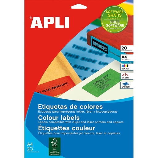 [12992] ETIQUETAS APLI 12992 105,0X148,0 20H AZUL A4