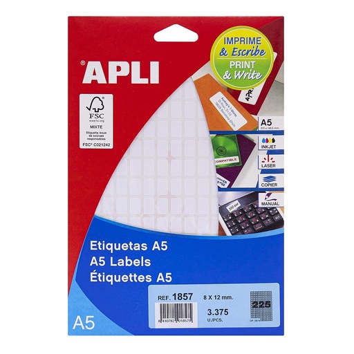 [1857] ETIQUETAS APLI 1857 8,0X 12,0 15H A5