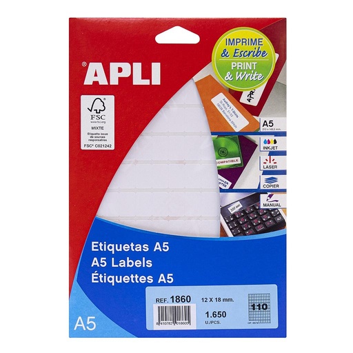 [1860] ETIQUETAS APLI 1860 12,0X 18,0 15H A5