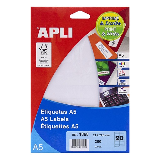 [1868] ETIQUETAS APLI 1868 21,0X 74,6 15H A5