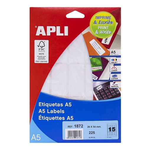 [1872] ETIQUETAS APLI 1872 26,0X 54,0 15H A5