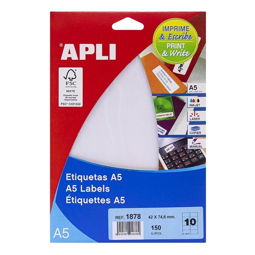 [1878] ETIQUETAS APLI 1878 42,0X 74,6 15H A5