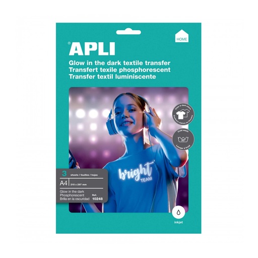 [10248] PAPEL APLI 10248 A4 TRANSFER BRILLA OSC. INK-JET FOTOG. 3H