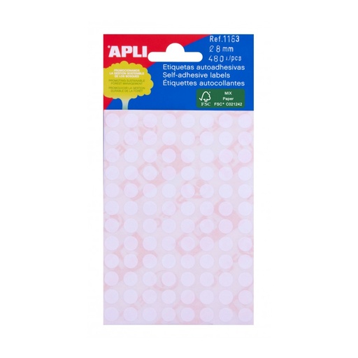 [1183] ETIQUETAS APLI 1183 Ø 8 MINI BOLSA 480 UN