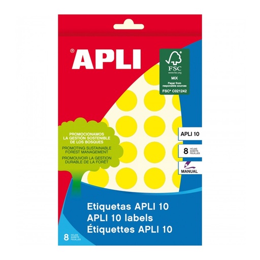 [2742] ETIQUETAS APLI 2742 Ø 19 AMARILLO APLI 8 320 UN