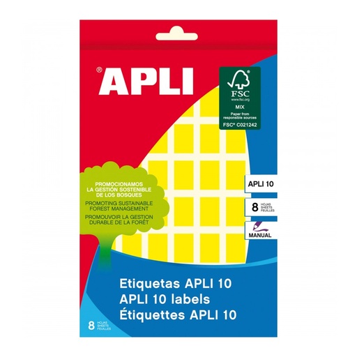 [2750] ETIQUETAS APLI 2750 12x18 AMARILLO APLI 8 448 UN