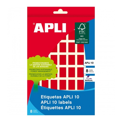 [2752] ETIQUETAS APLI 2752 12X18 ROJO APLI 8 448 UN