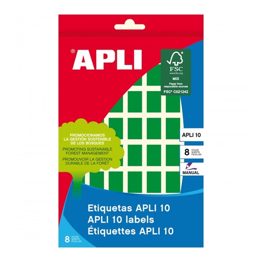[2753] ETIQUETAS APLI 2753 12x18 VERDE APLI 8 448 UN