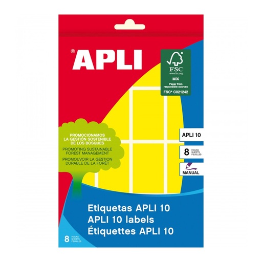 [2754] ETIQUETAS APLI 2754 25x40 AMARILLO APLI 8 128 UN