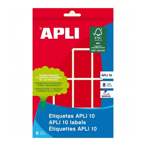 [2756] ETIQUETAS APLI 2756 25x40 ROJO APLI 8 128 UN