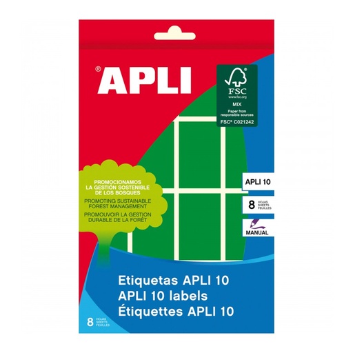 [2757] ETIQUETAS APLI 2757 25x40 VERDE APLI 8 128 UN