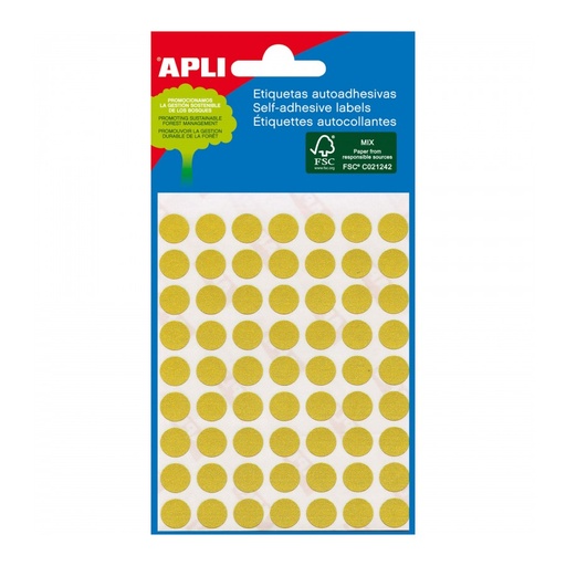 [2044] ETIQUETAS APLI 2044 Ø 8 AMARILLO MINI BOLSA 288 UN