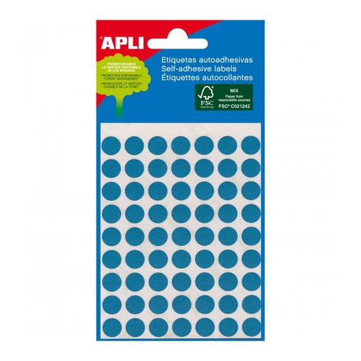 [2045] ETIQUETAS APLI 2045 Ø 8 AZUL MINI BOLSA 288 UN