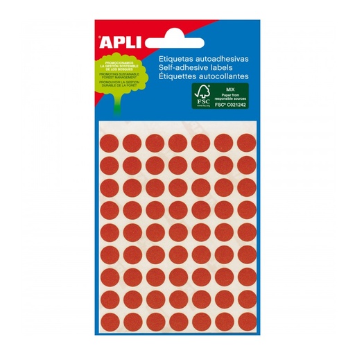 [2046] ETIQUETAS APLI 2046 Ø 8 ROJO MINI BOLSA 288 UN