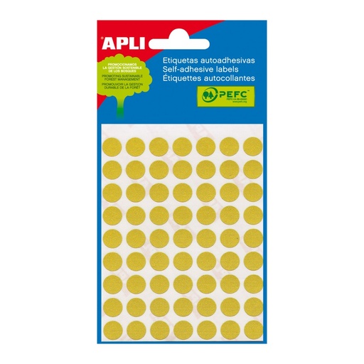 [2051] ETIQUETAS APLI 2051 Ø 10 AMARILO MINI BOLSA 315 UN