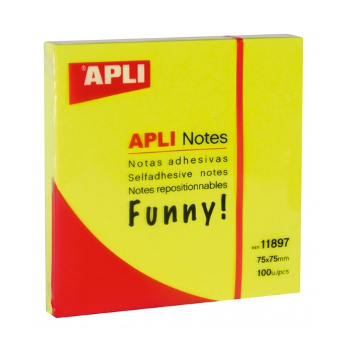 [11897] BLOC NOTAS APLI 11897 75x75 AMARILLO FLUOR. 100H