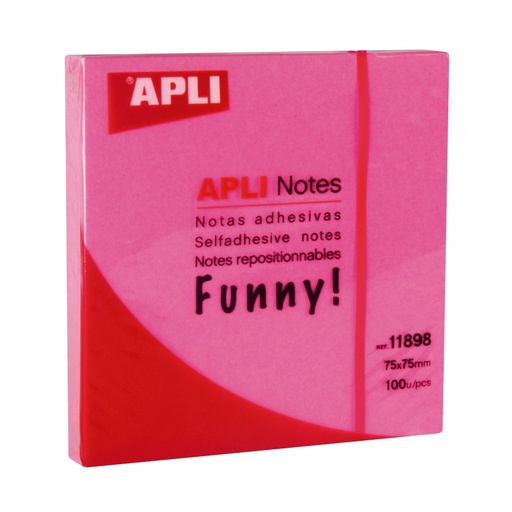 [11898] BLOC NOTAS APLI 11898 75x75 ROSA FLUOR. 100H