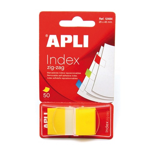 [12484] INDICE APLI 12484 25x45 ZIG-ZAG AMARILLO  AUTOADH. 50 UN