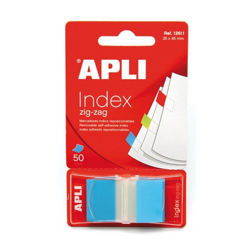 [12611] INDICE APLI 12611 25x45 ZIG-ZAG AZUL AUTOADH 50 UN