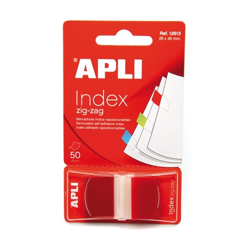 [12613] INDICE APLI 12613 25x45 ZIG-ZAG ROJO AUTOADH. 50 UN