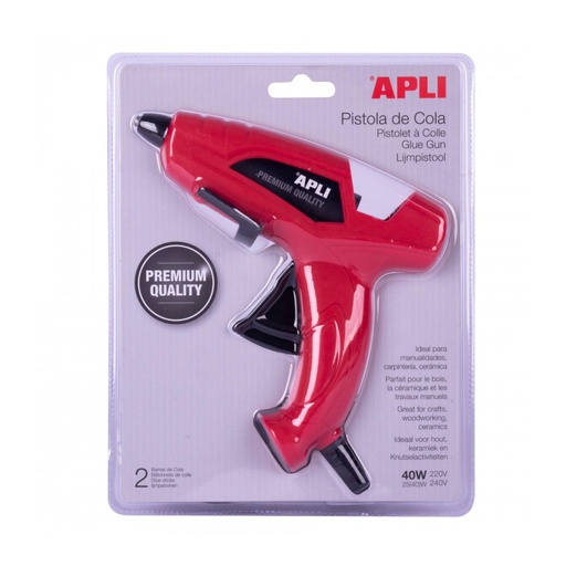 [13942] PISTOLA APLI 13942 SILICONA 40W + 2 BARRAS DE COLA