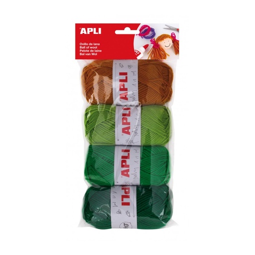 [14090] OVILLO DE LANA APLI 14090 VERDES SURTIDOS 50G 4UN