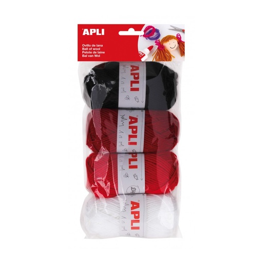 [14091] OVILLO DE LANA APLI 14091 ROJOS SURTIDOS 50G 4UN