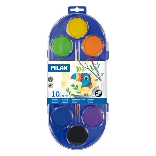 [80009] ACUARELA MILAN 80009 10 PASTILLAS Ø45MM Y 1 PINCEL