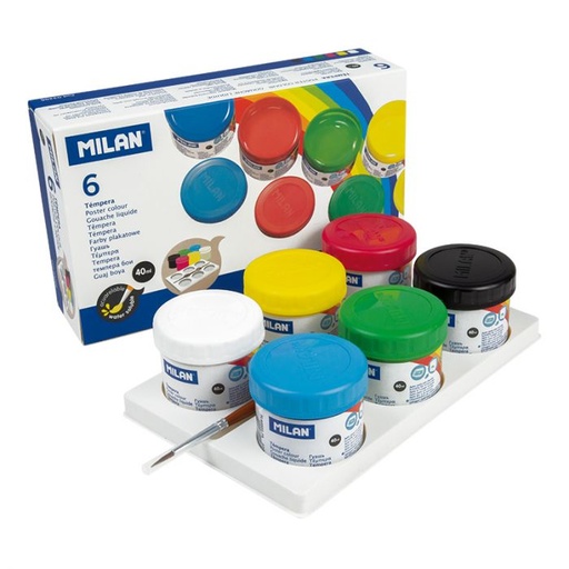 [03206] TEMPERA MILAN 03206  6 BOTES 40ML COLORES SURTIDOS