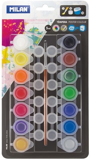 [BWM10244] TEMPERA MILAN BWM10244 BLISTER 14 BOTES  5ML, 12 BOTES MEZCLAS Y 1 PINCEL