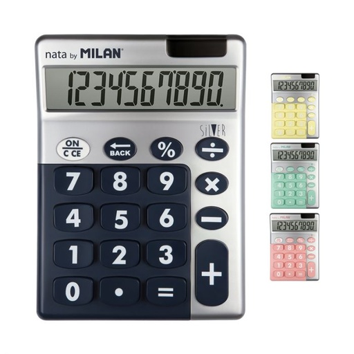 [159906SL] CALCULADORA MILAN 159906SL 10 DíGITOS SILVER COLORES SURTIDOS