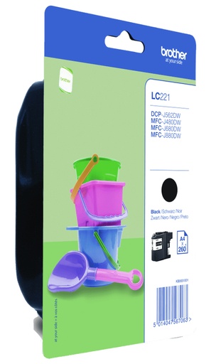 [LC221BK] CARTUCHO BROTHER LC221BKBP DCP-J562DW NEGRO MFC-J480DW MFC-J880DW (260P)