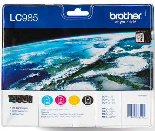 [LC985VALBP] PACK  BROTHER LC985VALBP   DCP-J125 (BK/C/M/Y) LC985VALBP        A