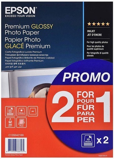 [S042169] PAPEL EPSON C13S042169PREMIUM GLOSSY PHOTO A4 (2X1) (255G) 15H                  -A