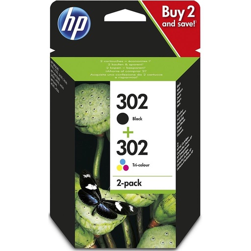 [X4D37AE] CARTUCHO HP X4D37AE Nº 302 COMBO-BK/COL. (F6U66AE/F6U65AE)
