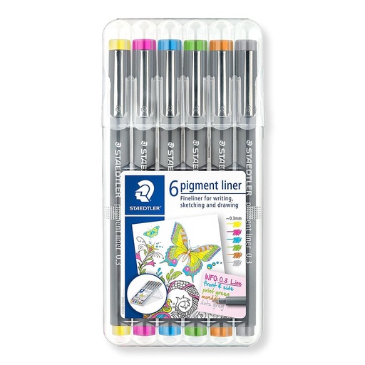 [30803-SSB6] ESTUCHE STAEDTLER 30803-SSB6 PIGMENT LINER 308 COLORS 0,3 MM. 6 PIGMENT COLORES