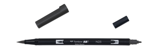 [ABT-N25] ROTULADOR TOMBOW PINCEL TOMBOW ABT-N25 DUAL BRUSH-N25COLOR LAMP BLACK.