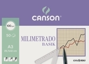 [200402863] BLOC CANSON C200402863 BASIK MILIMETRADO ENCOLADO A3 100g 50h