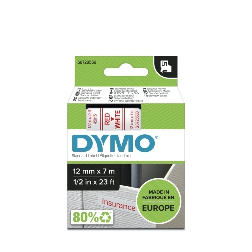 [S0720550] CINTA   DYMO 764311 D1 12MMX7M RO/BL 45015